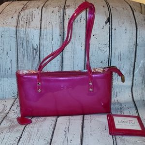 Beijo Pearlescent Pink Patent Leather Bag with Silver Stud Detail